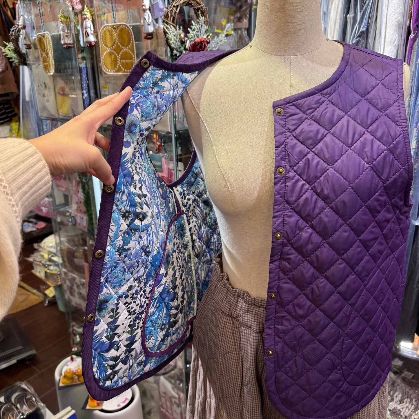Sale- Vent d Ouest X Liberty London Solotex Purple Vest Jacket, made in Japan