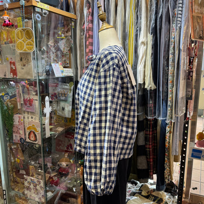 Gauze Checked 2Way Blouse Top，made in Japan