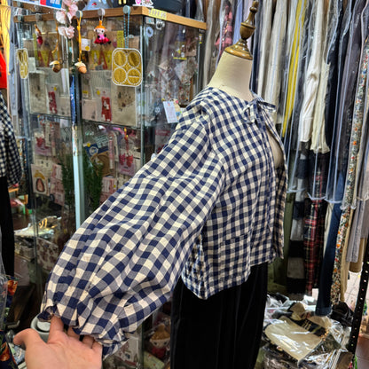 Gauze Checked 2Way Blouse Top，made in Japan
