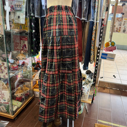 Vent d Ouest Red Checked Skirt, made in Japan