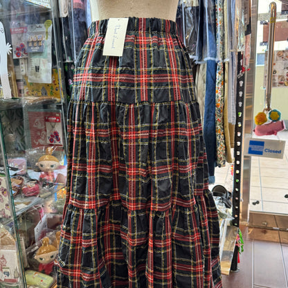 Vent d Ouest Red Checked Skirt, made in Japan