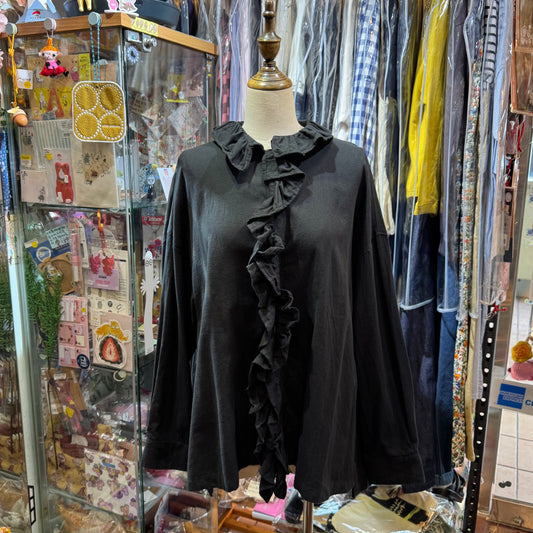 Ichi Black Frill Shirt, made in Vietnam