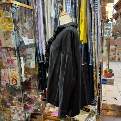 Ichi Black Frill Shirt, made in Vietnam