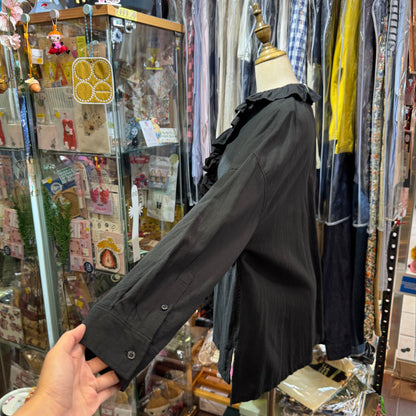 Ichi Black Frill Shirt, made in Vietnam