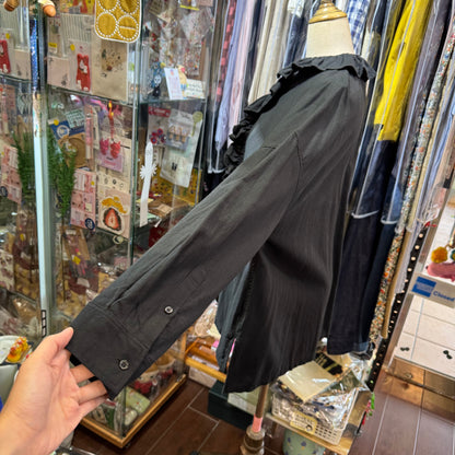 Ichi Black Frill Shirt, made in Vietnam