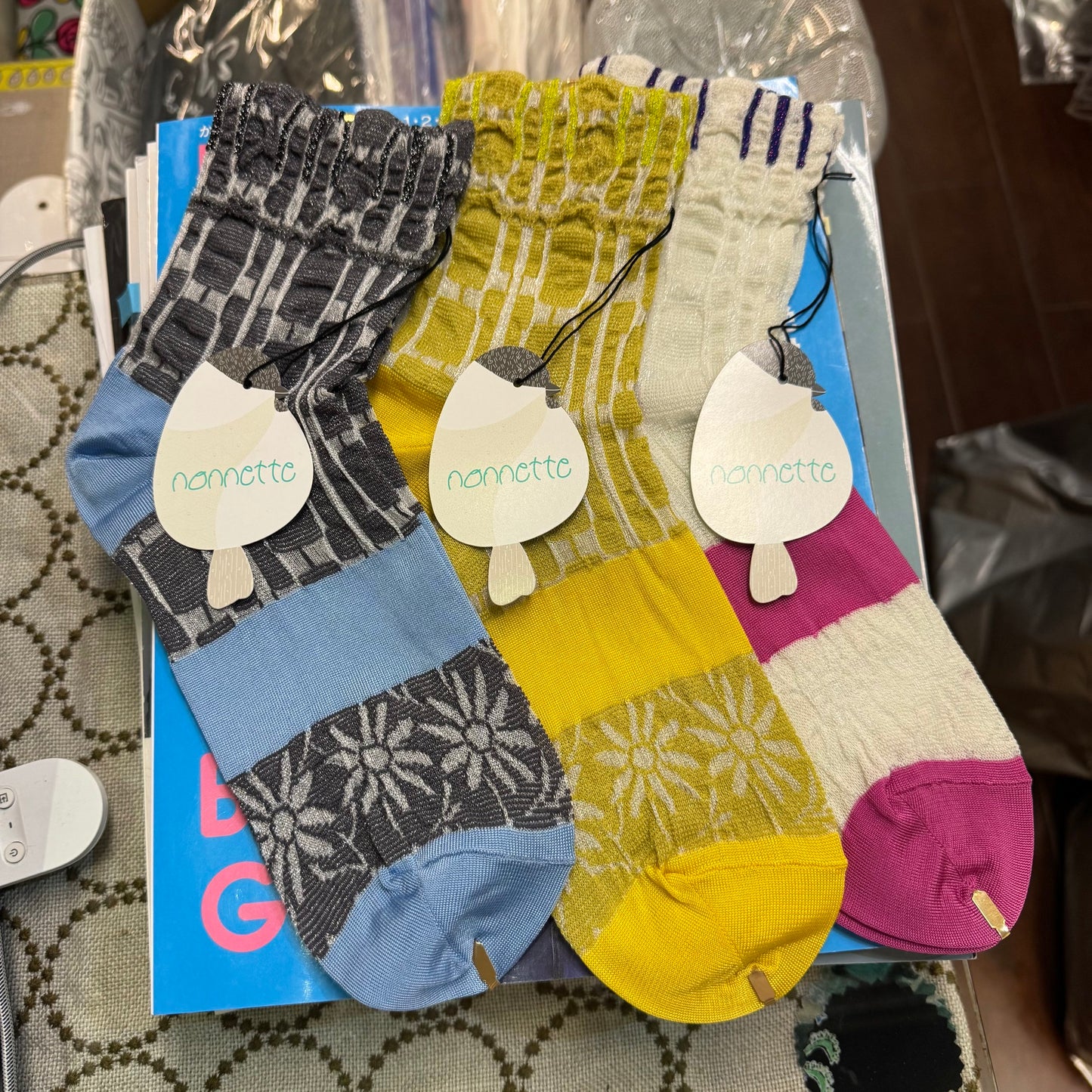 Nonnette Floral Socks, 3 Colors, made in Japan
