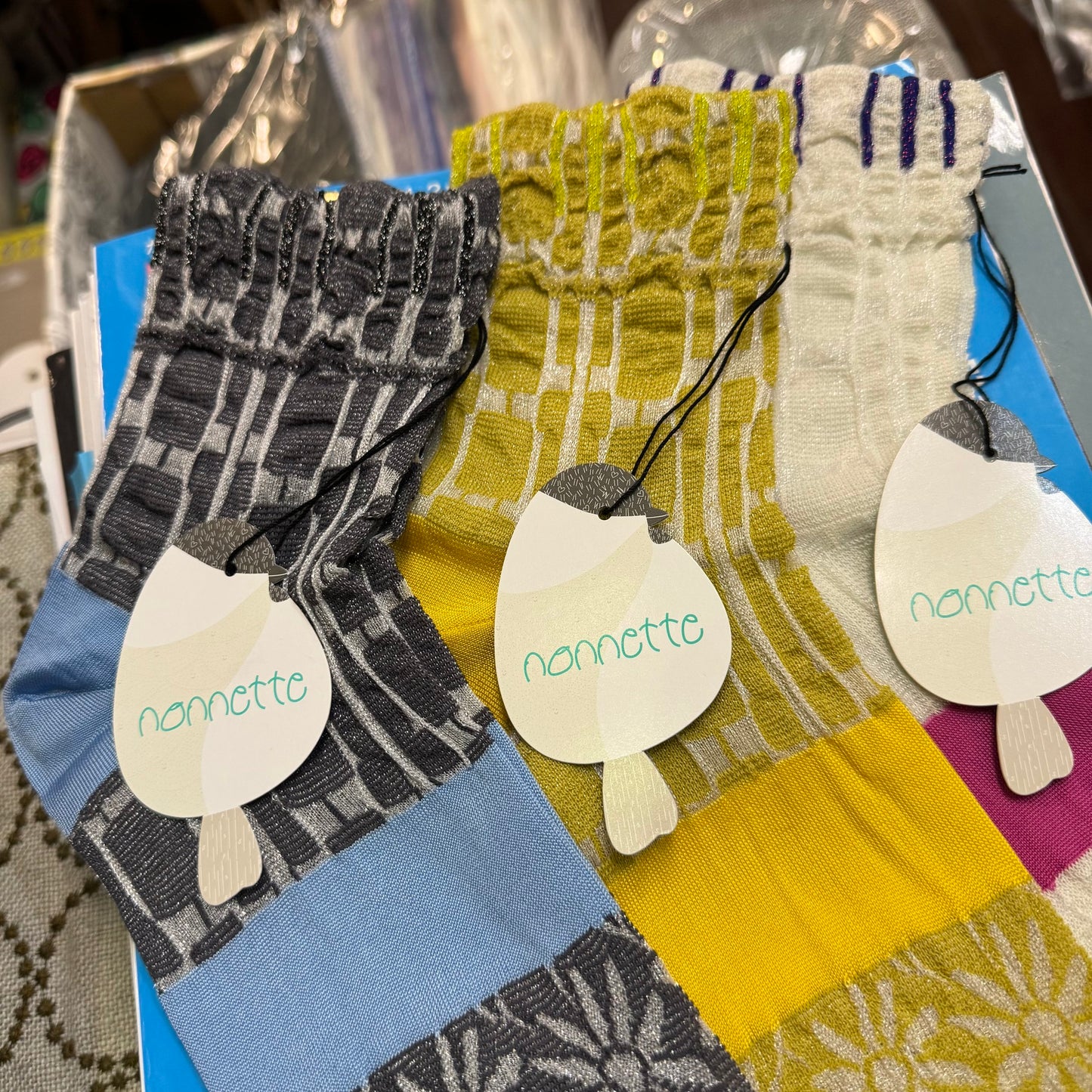 Nonnette Floral Socks, 3 Colors, made in Japan