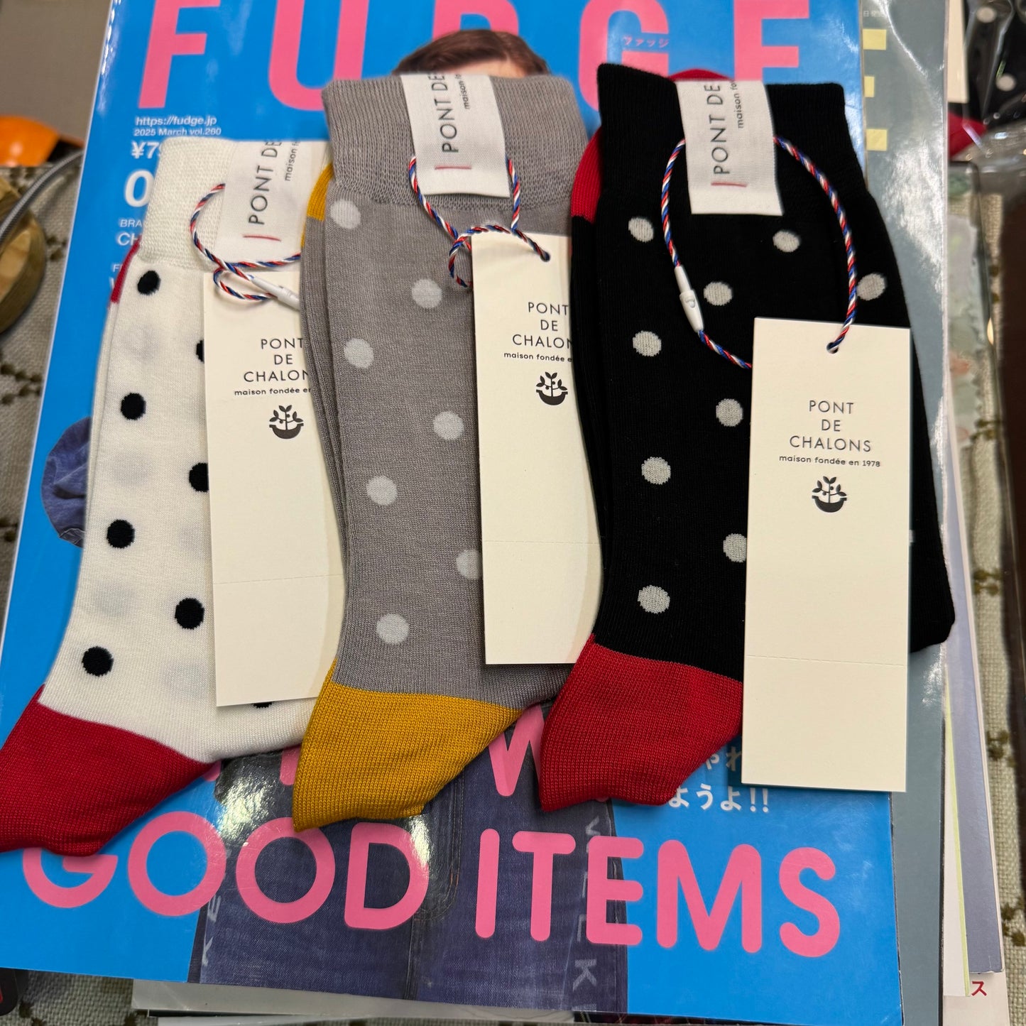 Pont de Chalons Polka Socks, 3 Colors, made in Japan