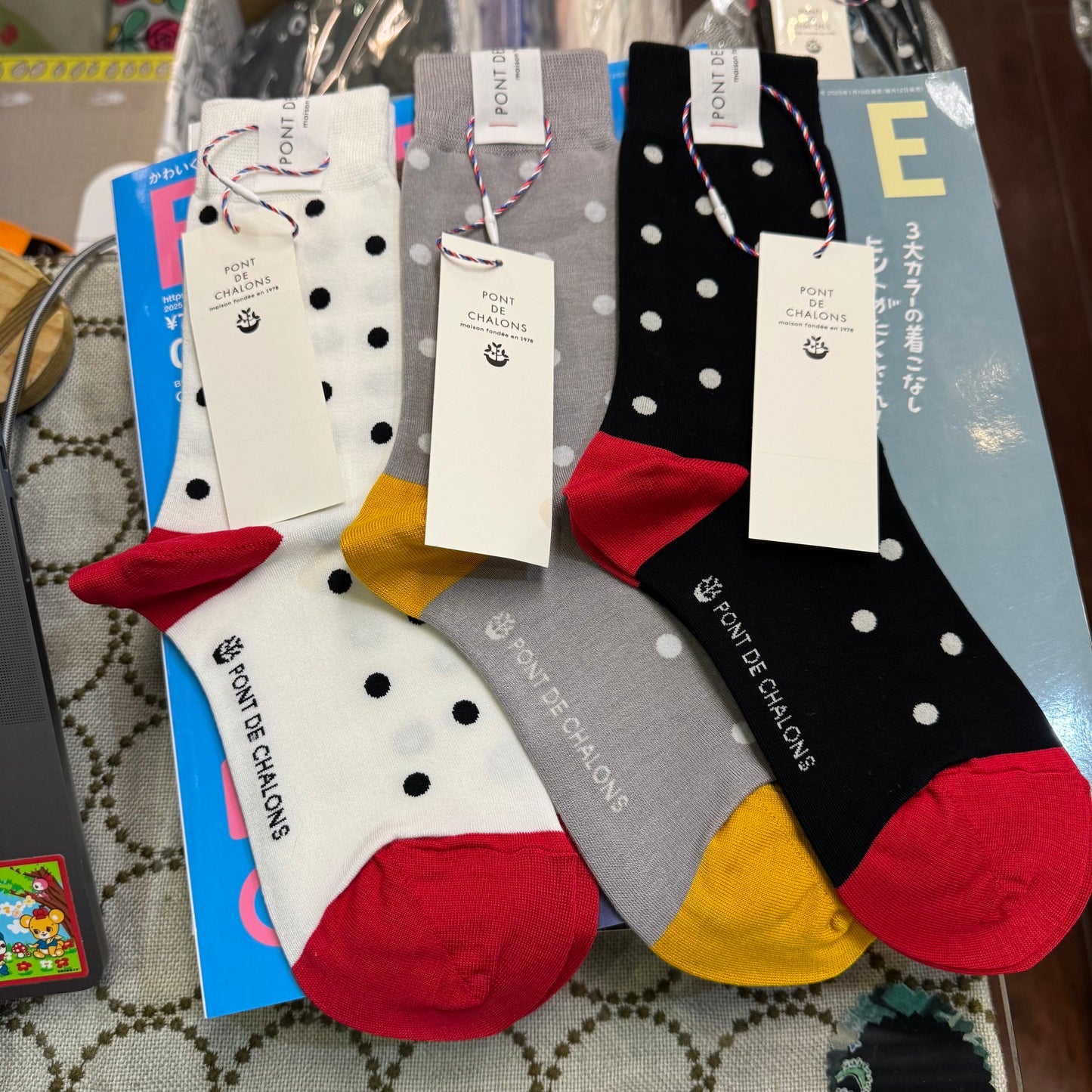 Pont de Chalons Polka Socks, 3 Colors, made in Japan