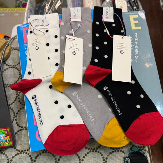 Pont de Chalons Polka Socks, 3 Colors, made in Japan