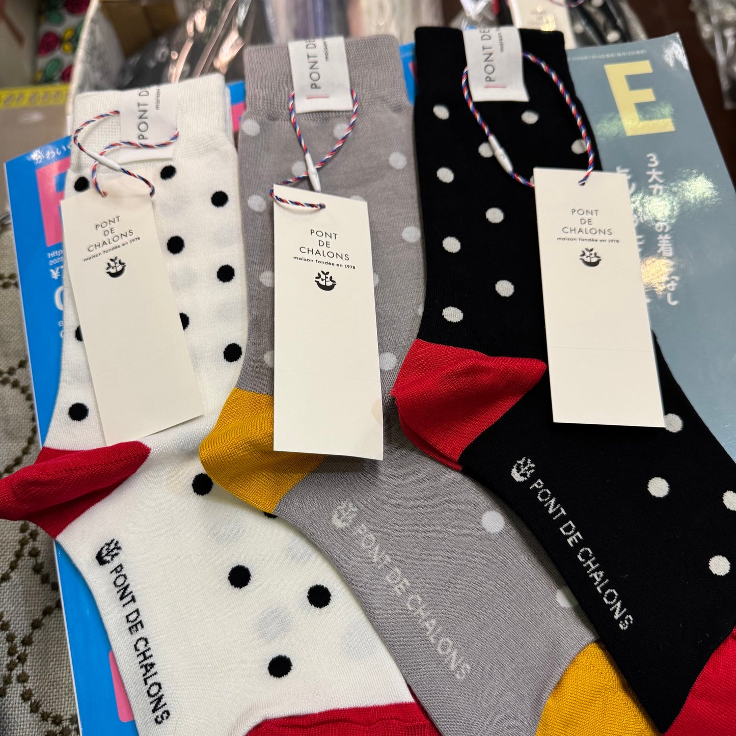 Pont de Chalons Polka Socks, 3 Colors, made in Japan