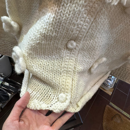Tumugu White Hand Knit Cardigan, made in Peru