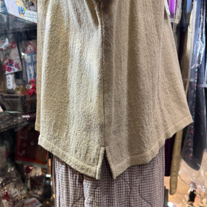 Castle Combe Beige Embroidery Wool Top, made in Japan