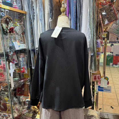 EXTRA30- Vent d Ouest Black Checked Sweater Top, made in Japan