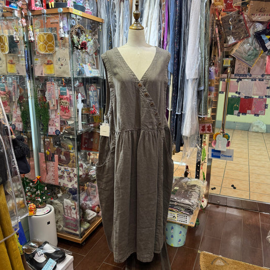 Tumugu Mocha 2Way Linen Dress, made in Japan