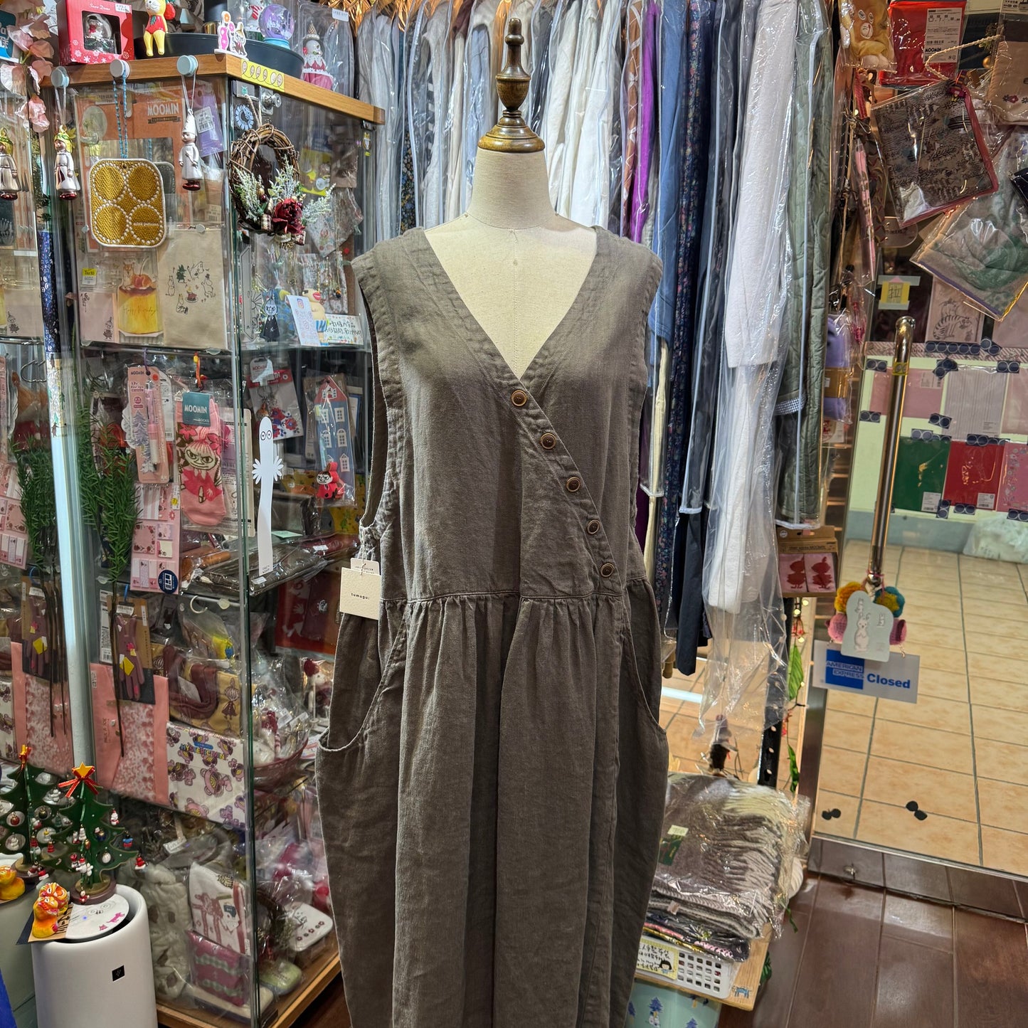 Tumugu Mocha 2Way Linen Dress, made in Japan