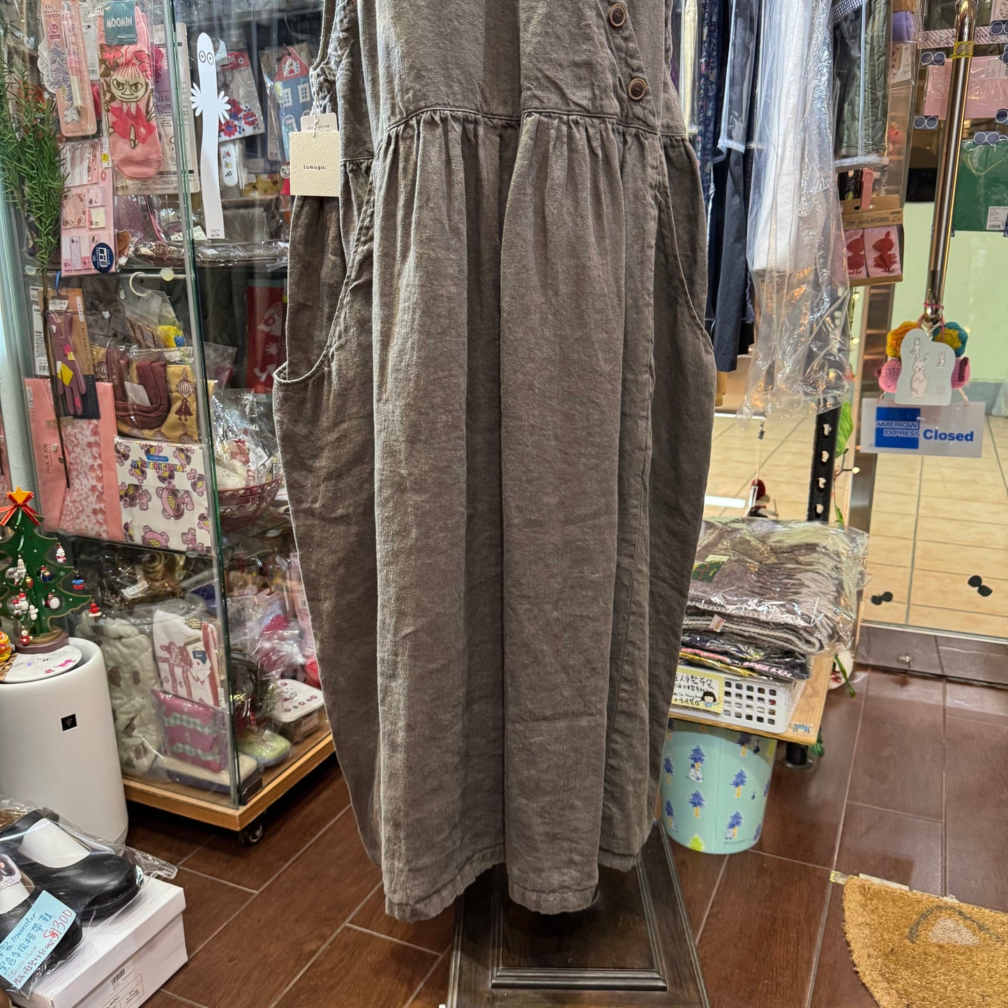Tumugu Mocha 2Way Linen Dress, made in Japan