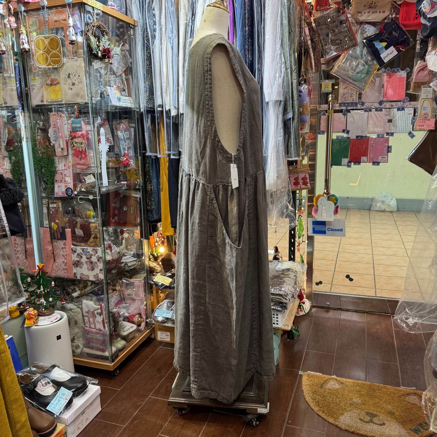 Tumugu Mocha 2Way Linen Dress, made in Japan