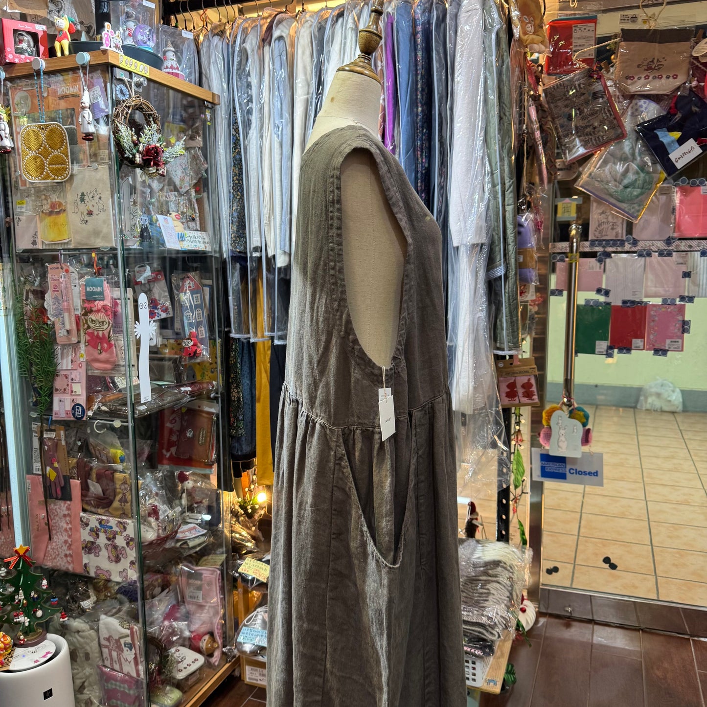 Tumugu Mocha 2Way Linen Dress, made in Japan
