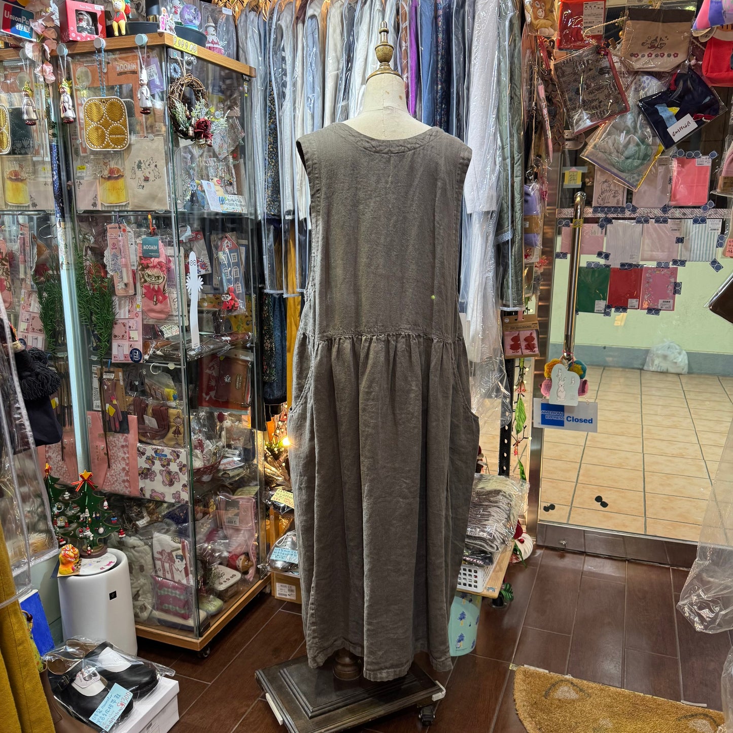 Tumugu Mocha 2Way Linen Dress, made in Japan