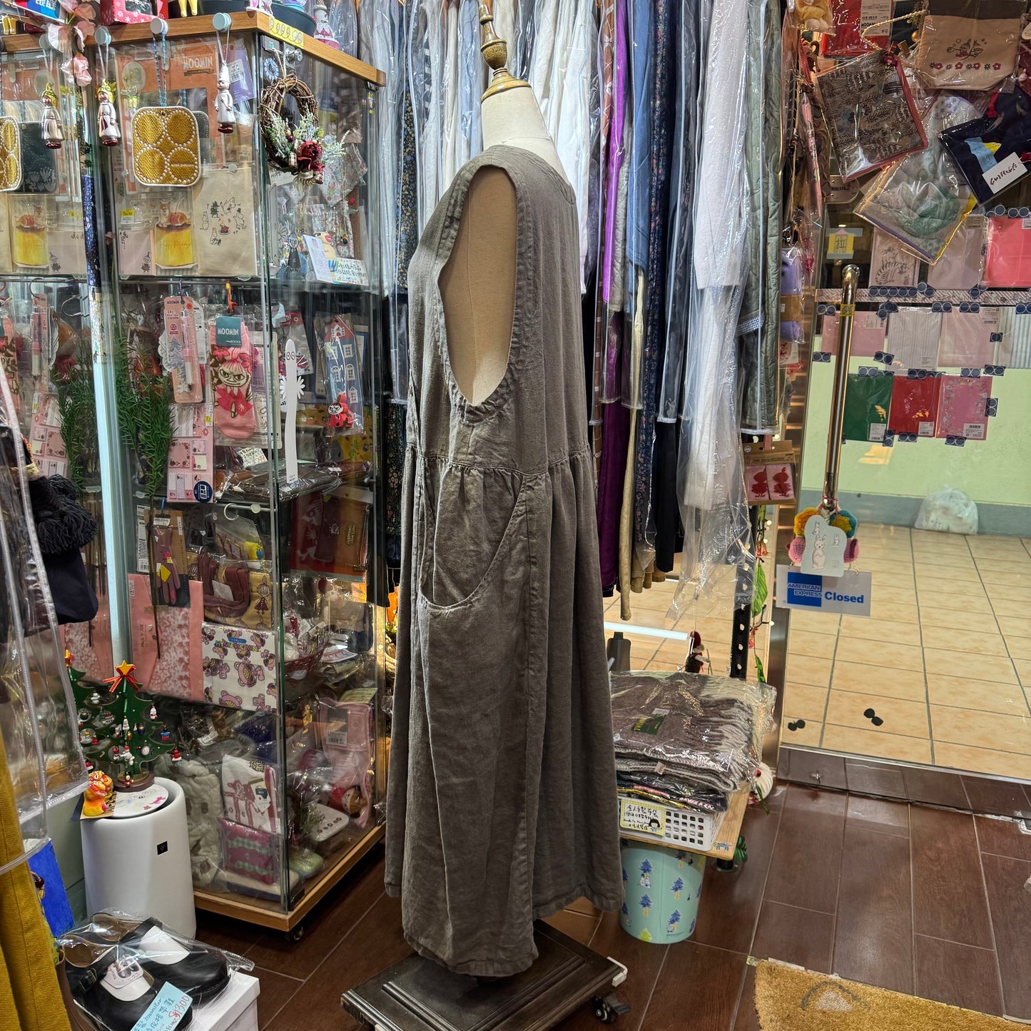 Tumugu Mocha 2Way Linen Dress, made in Japan