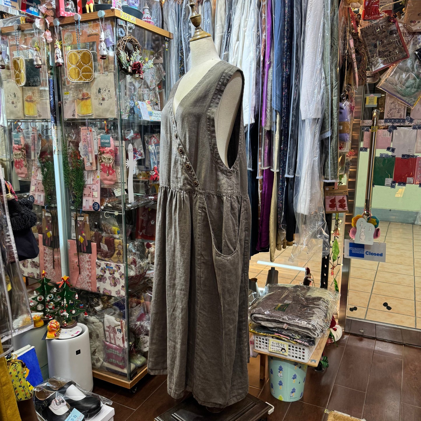 Tumugu Mocha 2Way Linen Dress, made in Japan