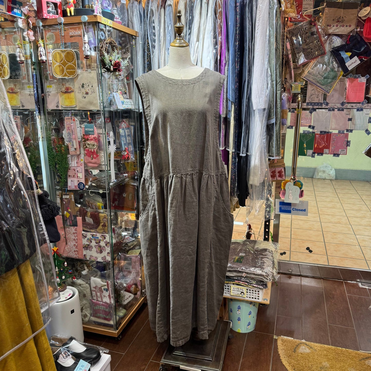 Tumugu Mocha 2Way Linen Dress, made in Japan