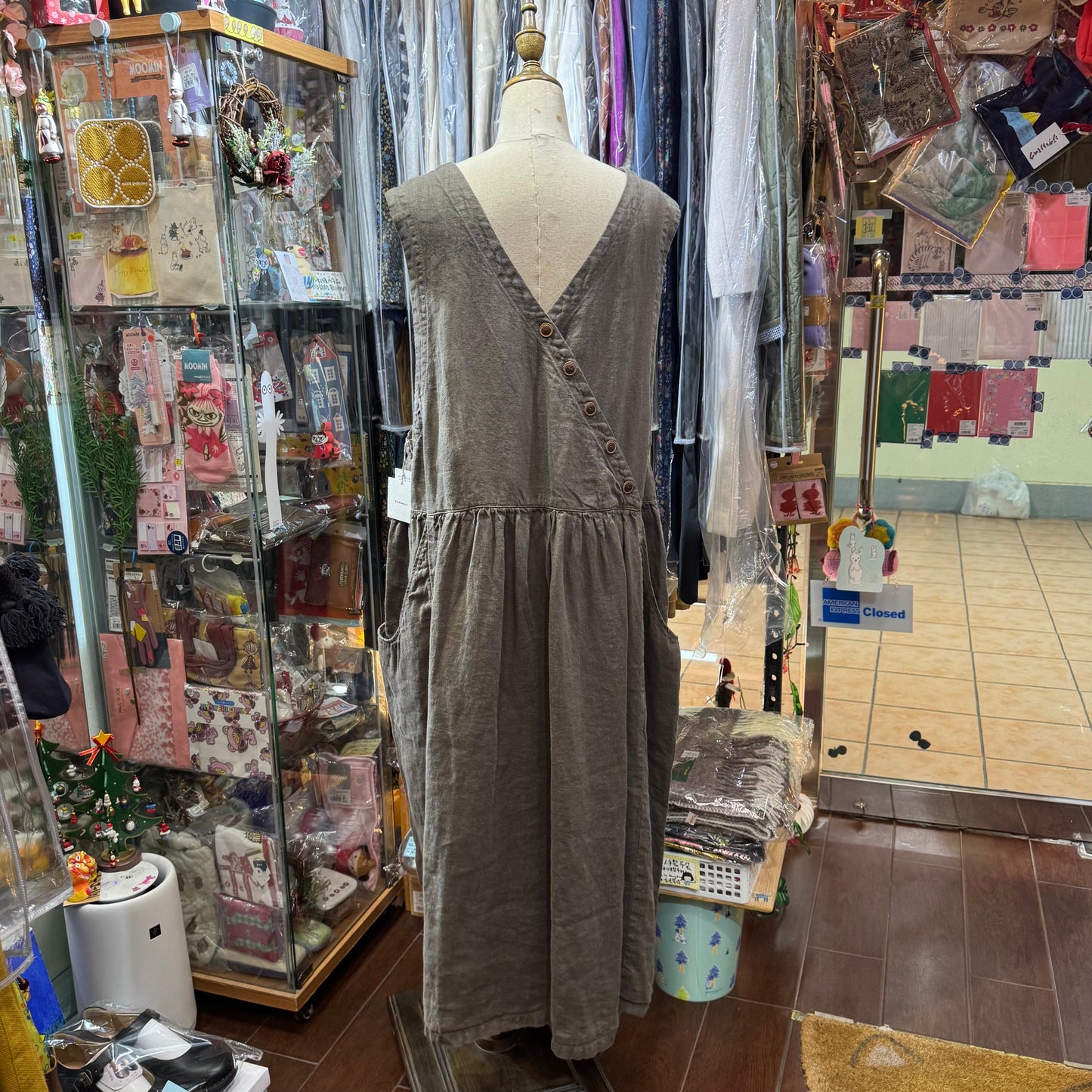 Tumugu Mocha 2Way Linen Dress, made in Japan