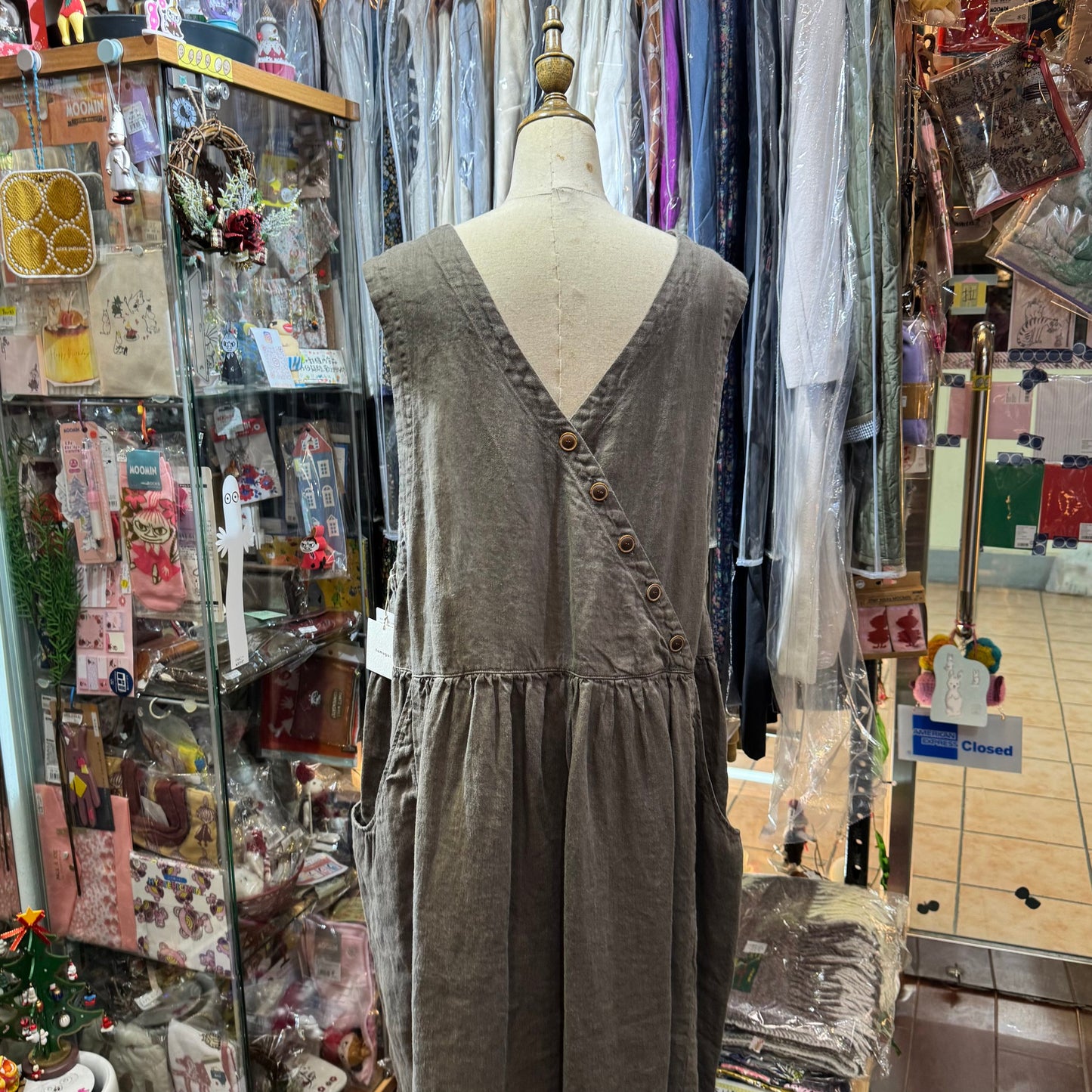 Tumugu Mocha 2Way Linen Dress, made in Japan