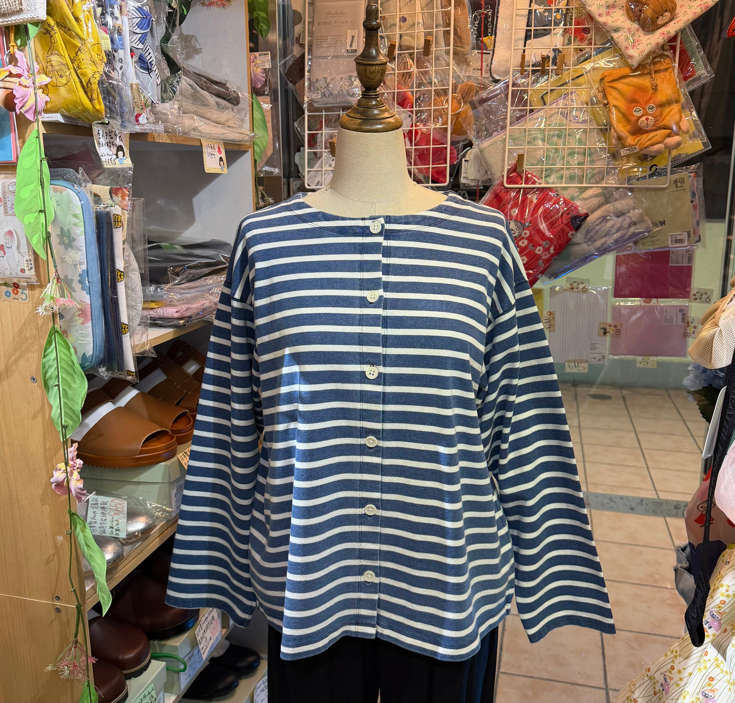 Ichi Antiquites Indigo Striped 2WAY Jacket, Top, made in Japan
