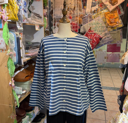 Ichi Antiquites Indigo Striped 2WAY Jacket, Top, made in Japan