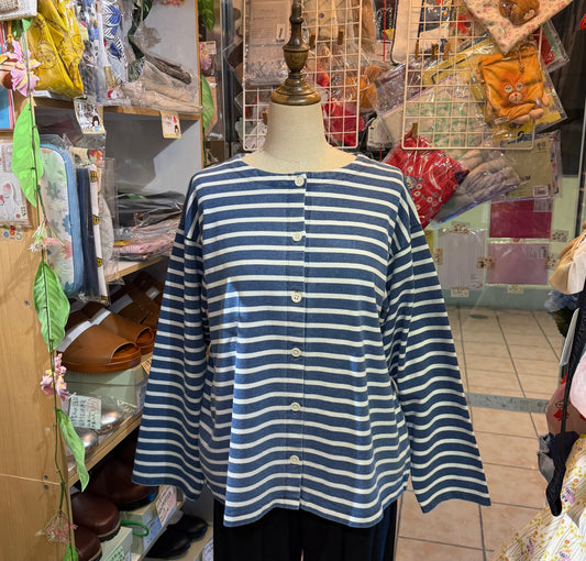 Ichi Antiquites Indigo Striped 2WAY Jacket, Top, made in Japan