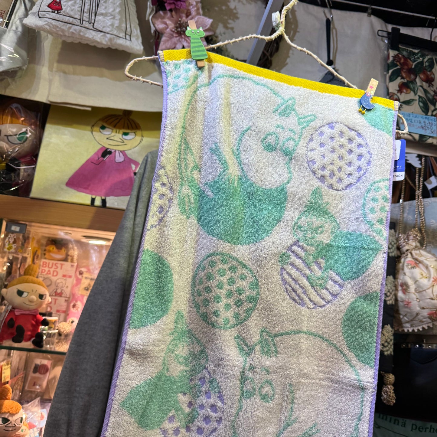 Moomin and Little My Light Green Face Towel, made in Vietnam