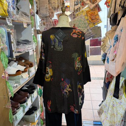 Stof Pedestrian Black Long T-shirt, made in Japan