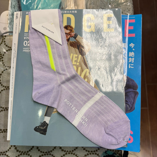 POTTENBURN TOHKII Lavender Stripe Socks, made in Japan