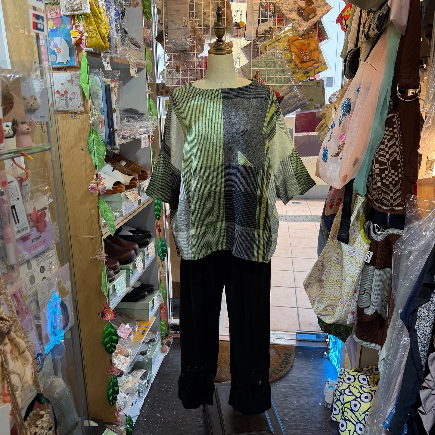 TANABANA Green Patchwork Blouse, made in India