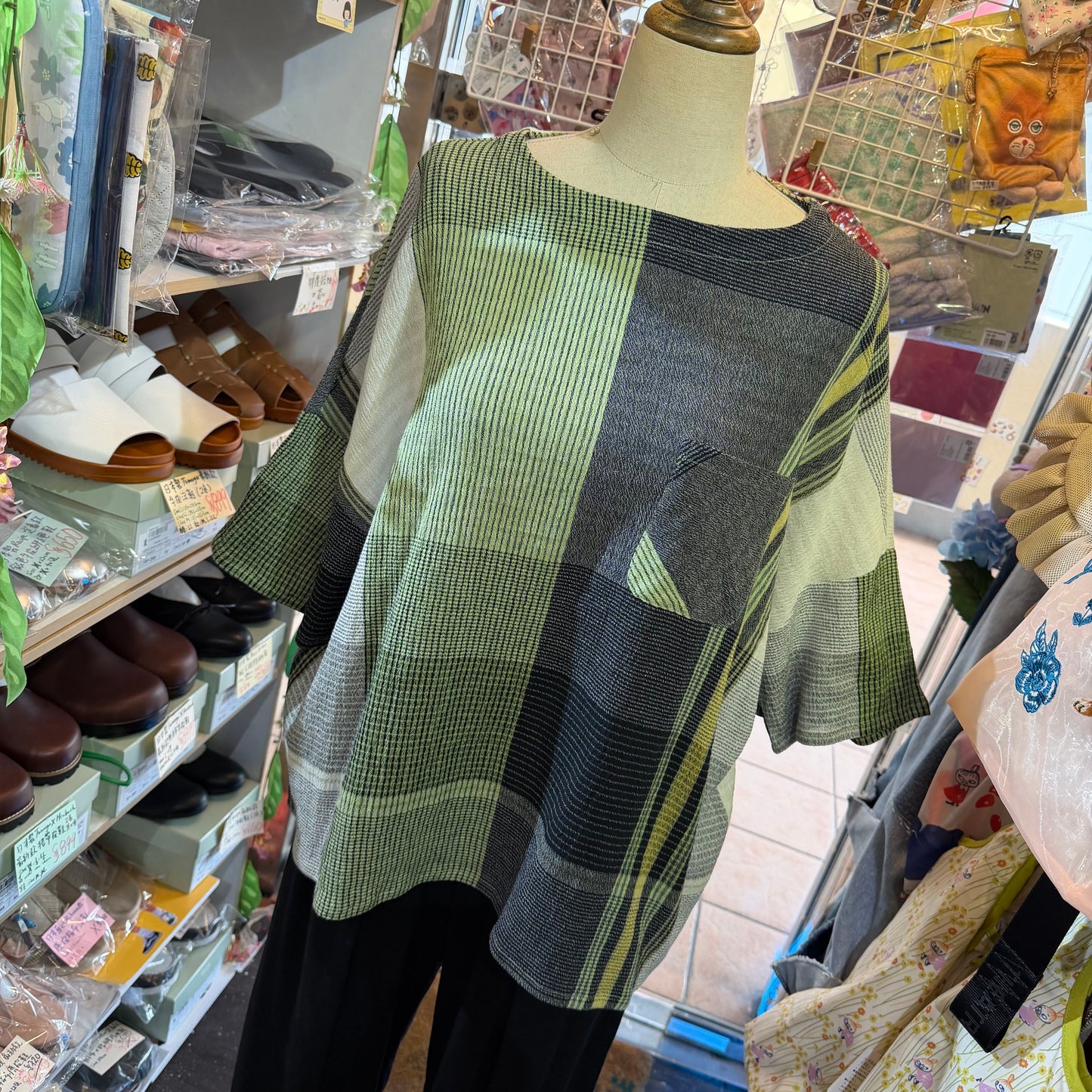 TANABANA Green Patchwork Blouse, made in India