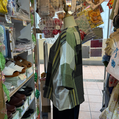 TANABANA Green Patchwork Blouse, made in India