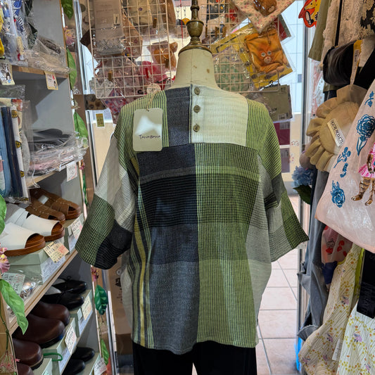 TANABANA Green Patchwork Blouse, made in India