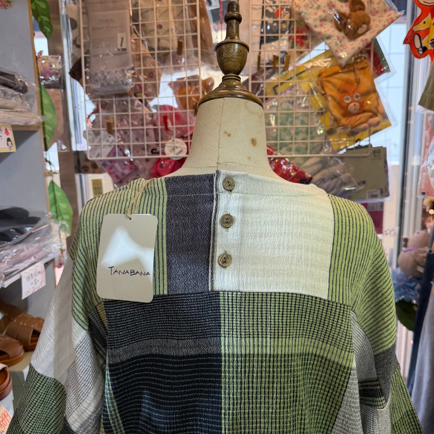 TANABANA Green Patchwork Blouse, made in India