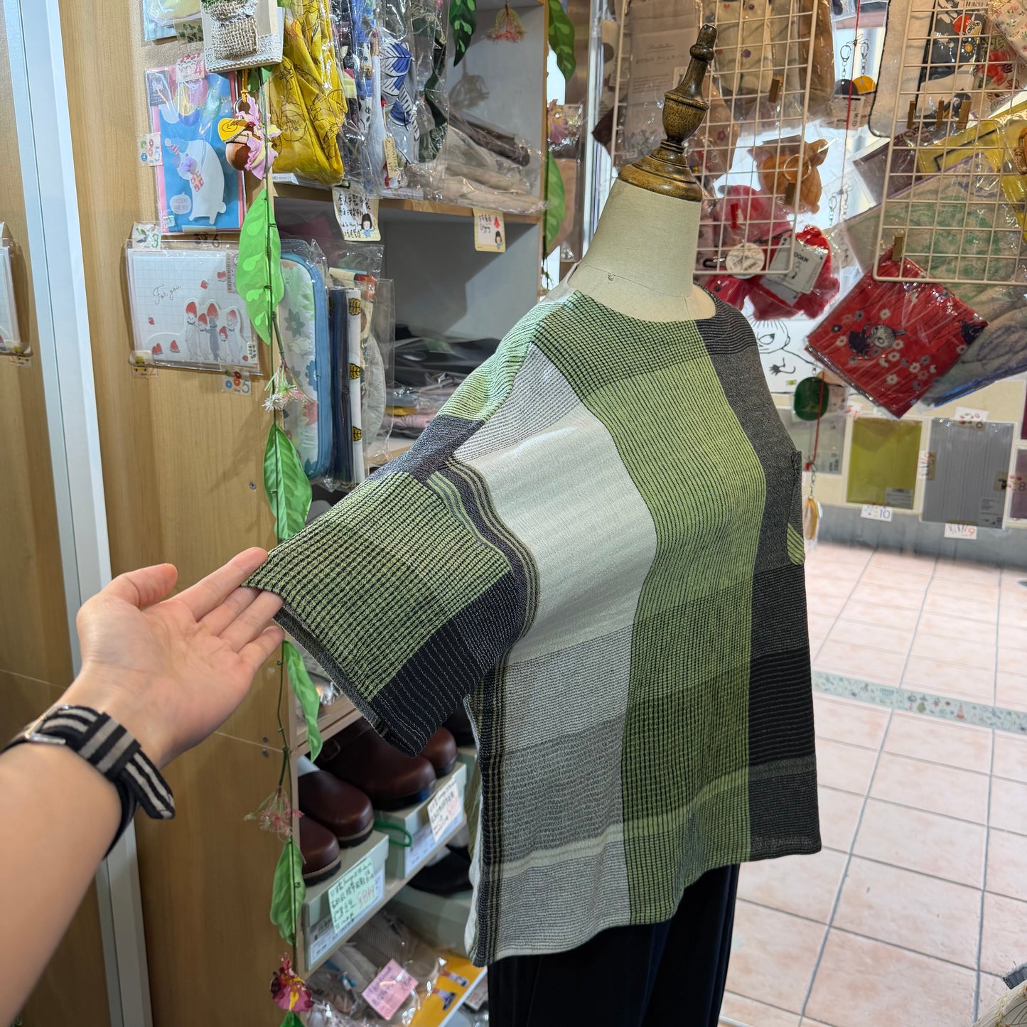 TANABANA Green Patchwork Blouse, made in India