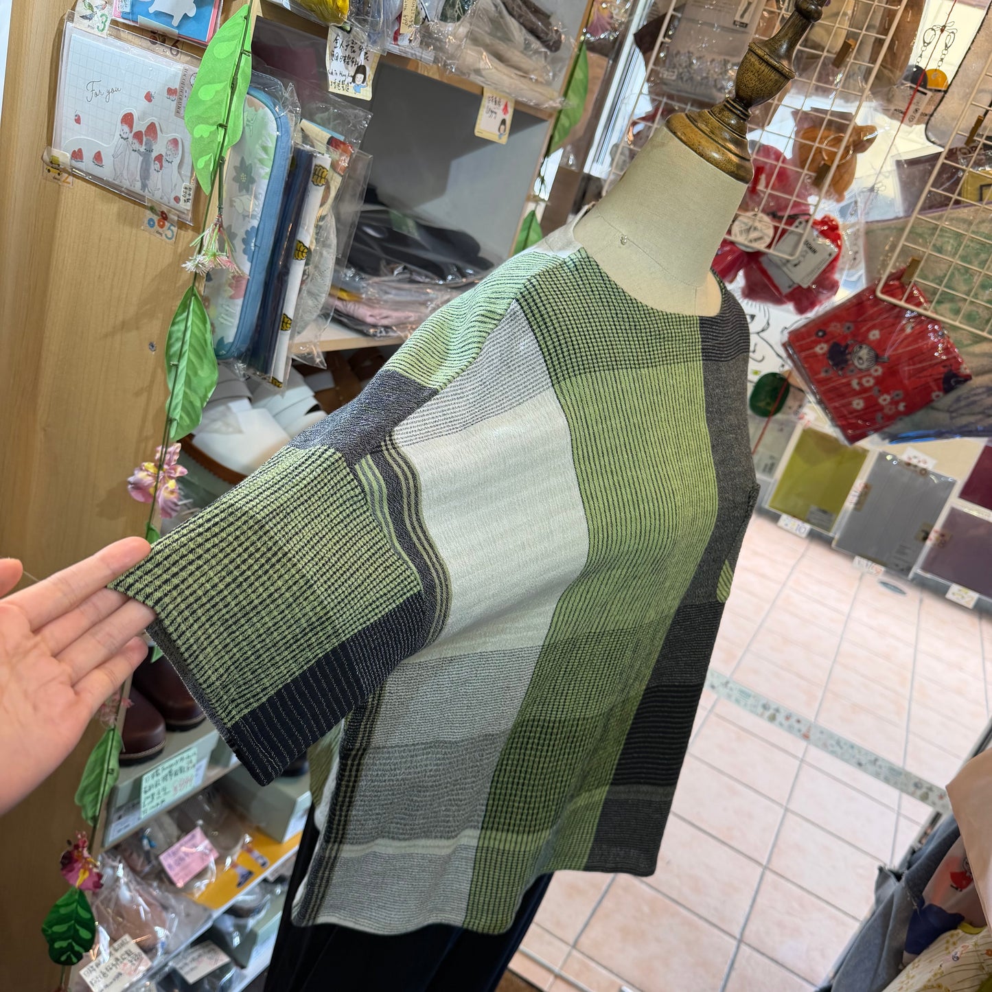 TANABANA Green Patchwork Blouse, made in India