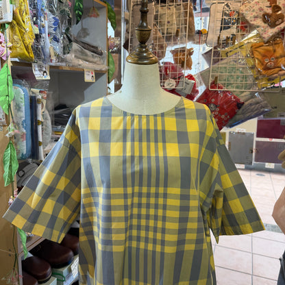 Vent d Ouest Yellow Checked 2 Way Blouse, made in Japan