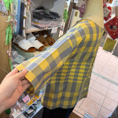 Vent d Ouest Yellow Checked 2 Way Blouse, made in Japan