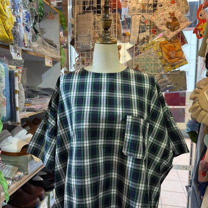 Diaries Green Checked Blouse, made in Japan