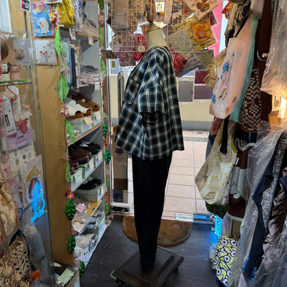 Diaries Green Checked Blouse, made in Japan