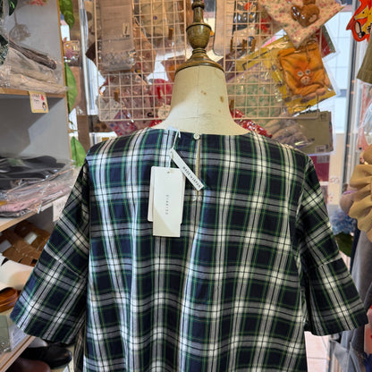 Diaries Green Checked Blouse, made in Japan