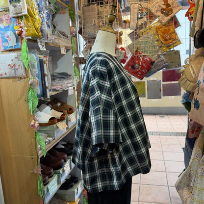 Diaries Green Checked Blouse, made in Japan