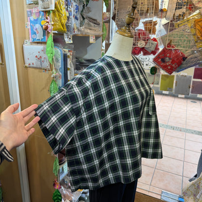 Diaries Green Checked Blouse, made in Japan