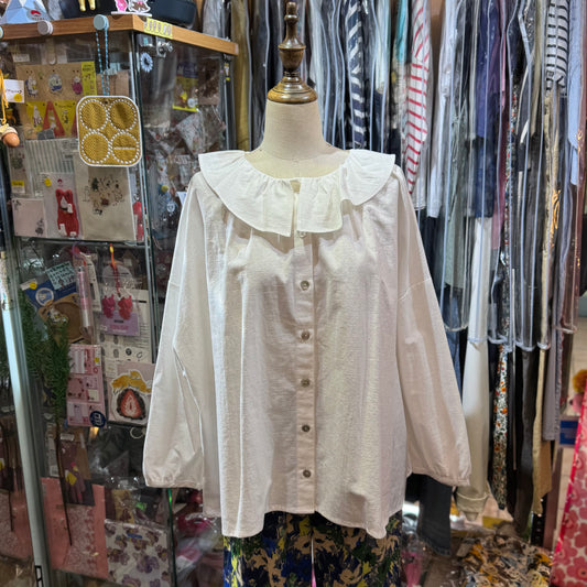 Sloe White Frill Collar Shirt